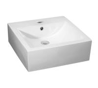 Balterley Modern Bathroom Square Vessel Basin For Countertop Use, White Vitreous China, Contemporary Design, 470 mm