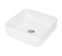 Balterley Modern Bathroom Square Vessel Basin For Countertop, White Vitreous China, Contemporary Style, 365 mm