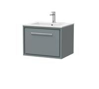 Balterley Modern Bathroom Wall Hung Single Drawer Vanity Unit Basin, Grey, 600mm in Grey Balterley Grey