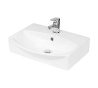 Balterley 500mm Bathroom Sink, Wall Hung Ceramic Round Bowl Bathroom Wash Basin Sink with Overflow, 1 Tap Hole, Wall Mounted Basin Sinks for Bathrooms and Cloakroom - 500 x 400 x 150mm (White)