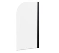 Black 6mm Toughened Safety Glass Straight Reversible Bath Screen