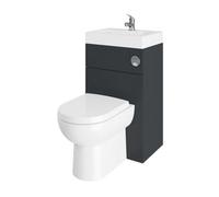 Balterley Modern Floor Standing Bathroom 2 In 1 Combination Basin And Wc Toilet Unit - 500 X 355mm, Satin Dark Grey