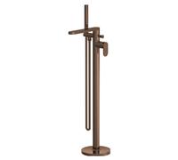 Balterley Modern Freestanding Round Bath Shower Mixer Tap With Fluted Lever Handle And Kit - Brushed Bronze