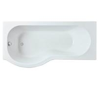 Balterley Modern P Shape Left Hand Shower Bath Tub With Leg Set, 1600mm - White