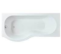 Balterley Modern P Shape Left Hand Shower Bath Tub with Leg Set, 1700mm - White Balterley White