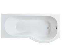 Balterley Modern P Shape Right Hand Shower Bath Tub with Leg Set, 1700mm - White Balterley White