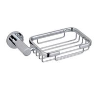 Balterley Modern Rectangular Grill Wall Mounted Bathroom Soap Dish Holder Durable Brass Construction, 184x110mm - Chrome Finish
