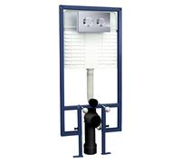 Balterley Modern Round Dual Flush Concealed Cistern with Wall Hung Frame and Round Push Button Plate - Chrome