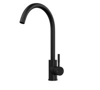 Balterley Modern Round Single Lever Kitchen Sink Mixer Tap - Top Fix Installation, 355 X 90 X 245mm, Black Finish