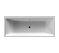 Balterley Modern Square Thin Edge Double Ended Straight Shower Bath With Leg Set, 1700mm X 700mm - White