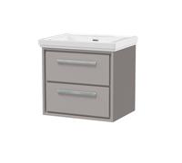 Balterley Modern Wall Hung 2-Drawer Bathroom Vanity, Fireclay Basin, Grey, 600mm in Grey Balterley Grey