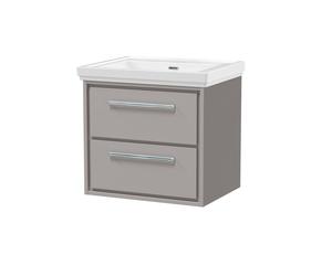 Balterley Modern Wall Hung 2-Drawer Bathroom Vanity, Fireclay Basin, Grey, 600mm in Grey Balterley Grey