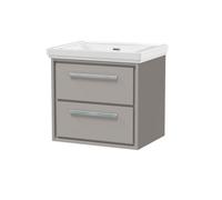 Balterley Modern Wall Hung 2-Drawer Bathroom Vanity, Fireclay Basin, Grey, 600mm in Grey Balterley Grey