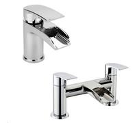 Balterley Mono Waterfall Basin Mixer Tap & Bath Filler Set - Chrome