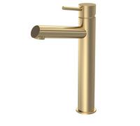 Balterley Nova Modern Bathroom High-Rise Mono Basin Mixer Tap For Countertop Basins, Brushed Brass Finish, 52 mm