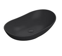 Balterley Nova Oval Countertop Vessel Basin For Bathroom & Cloakroom, Durable Ceramic Fireclay, Matt Black, 615 X 360 X 155 mm