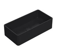 Balterley Nova Rectangular Countertop Vessel Basin For Modern Bathroom & Cloakroom, Ceramic Fireclay, Matt Black, 465 mm