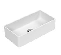 Balterley Nova Rectangular Countertop Vessel Basin For Modern Bathroom Vanity, Vitreous China, Matt White, 465 mm