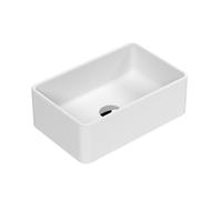 Balterley Nova Rectangular Countertop Vessel Basin For Modern Bathroom Vanity, Vitreous China, Matt White, 365 mm