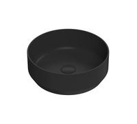 Balterley Nova Round Countertop Vessel Basin For Bathroom & Cloakroom, Ceramic Fireclay, Matt Black, 350 mm