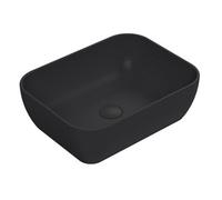 Square Matt Ceramic Countertop Vessel Without Overflow - 455mm - Matt Black