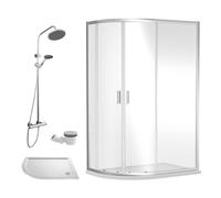 Balterley Offset Left Quadrant Tray Round Shower Waste White Chrome 1000x 800mm Balterley White