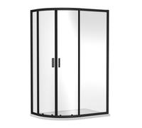 Offset Quadrant 6mm Toughened Safety Glass Shower Enclosure - 1000mm x 800mm - Black