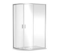 Offset Quadrant 6mm Toughened Safety Glass Shower Enclosure - 1000mm x 800mm - Chrome