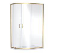 Balterley Offset Quadrant Shower Enclosure, 6mm Toughened Safety Shower Glass Cubicle Door, Bar Handle Sliding Glass Door, Reversible Enclosures for Showers - 1180 x 780 x 1900mm (Brushed Brass)