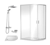 Balterley Offset Right Quadrant Tray Square Shower Waste 1000x 800mm in White Balterley White