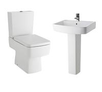 Compact Semi Flush to Wall Toilet Cistern Seat Basin Full Pedestal Balterley White One Size
