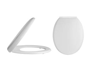 Balterley Oval Shape Toilet Seat Soft Close, Top Fix Soft Close Toilet Seat White, Easy to Clean Oval Shape Seats for Back to Wall Toilets & Close Coupled Toilets - 362 x 448 x 60 mm (White)