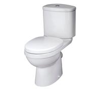 Balterley Close Coupled Toilet with Cistern & Soft Close Seat, Bathroom Toilet Cistern with Round Seat Pan & Dual Flush, WC Toilets for Bathrooms & Cloakroom - 370mm x 650mm x 810mm (White)