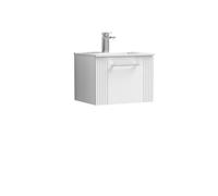 Retro 1 Drawer Wall Hung Vanity Unit with Minimalist 1 Tap Hole Ceramic Basin - 500mm - Satin White - Balterley