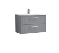 2 Drawer Wall Hung Vanity Unit Curved Basin Grey 800mm Balterley Grey One Size