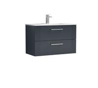 Balterley Wall Hung 2 Drawers Vanity Unit - Minimalist Basin 800mm, Dark Grey Balterley Grey