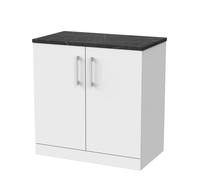 Balterley Pershall Contemporary Floor Standing 2 Door Vanity Unit With Black Pietra Marble Laminate Worktop, 800mm, Matt White