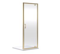 Balterley Pivot Shower Door, Bar Handle Glass Doors, 6mm Toughened Safety Shower Glass Door, Reversible Framed Doors for Showers, Enclosure for Bathroom Showers - 755 x 44 x 1900mm (Brushed Brass)