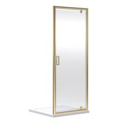 Balterley Pivot Shower Door, Bar Handle Pivot Door, 6mm Toughened Safety Glass Shower Doors, Reversible Glass Door for Bathroom Showers, Framed Enclosure - 990 x 44 x 1900mm (Brushed Brass)