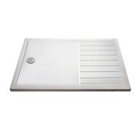 Balterley 1400 x 900 Rectangular Shower Tray with Raised Anti-Slip Lines, Slimline Shower Trays, Durable Stone Resin Base Trays for Bathroom Enclosure, Lightweight Tray for Wetroom Showers (White)
