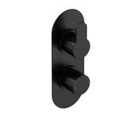 Pride Contemporary Bathroom Concealed Round Twin Thermostatic Shower Valve with Diverter, 215mm, Matt Black - Balterley