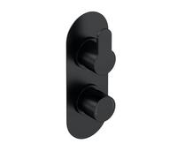 Pride Contemporary Bathroom Concealed Round Twin Thermostatic Shower Valve, 215mm, Matt Black - Balterley