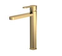 Balterley Tall Basin Mixer Tap, Mono Bathroom Taps, High Rise Monobloc Basin Sink Mixer Tap with Lever Handle, Round Body, Flat Round Spout Sink Taps for Cloakroom - 52 x 187 x 290mm (Brushed Brass)
