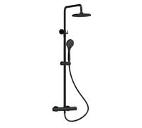 Balterley Pride Round Shower Kit & Fixed Head & Adjustable Handset, Matt Black Balterley Black