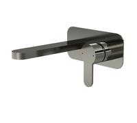 Balterley Pride Round Wall Mount 2 TH Basin Mixer Tap, Back Plate Brushed Pewter in Silver Balterley Silver