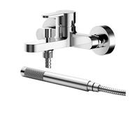 Balterley Pride Contemporary Wall Mount Round Bath Shower Mixer Tap with Shower Kit - Chrome
