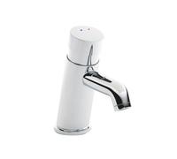 Balterley Bathroom Sink Taps, Mono Basin Mixer Tap with Push Button Waste, Single Lever Temperature Control Bathroom Tap, Round Angled Body, Rounded Curve Down Spout Taps - 45 x 108 x 146mm (Chrome)