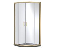 Balterley Quadrant Shower Enclosure With 6mm Safety Glass & 1000X1000mm Resin Tray In Brushed Brass Frame, Grey Finish