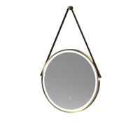 Balterley Quixhill Round Framed Led Touch Sensor Mirror With Demister, 600mm - Brushed Brass/brown