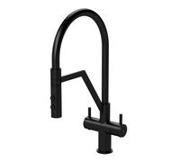 Modern Kitchen Mono Mixer Tap with 2 Lever Handles, 436mm - Matt Black
